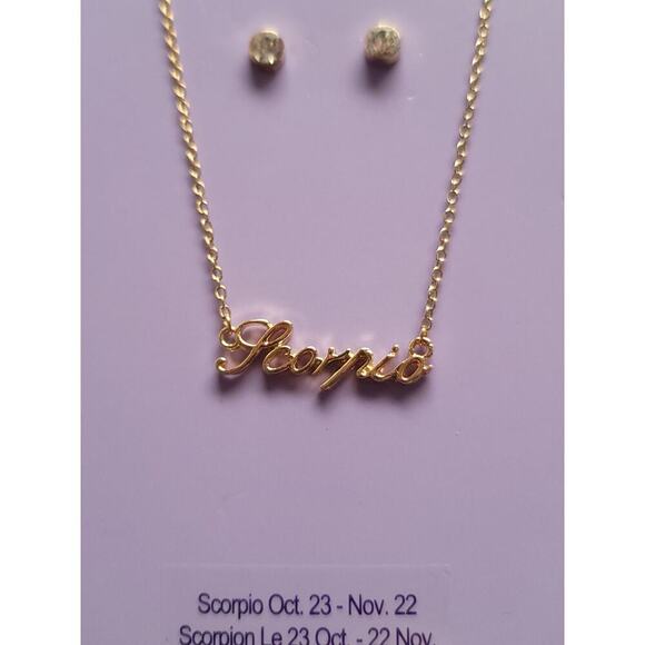 Claires Scorpio Necklace Jewelry Gold Earring Set Cubic Zirconia Girls Womens - Picture 2 of 5